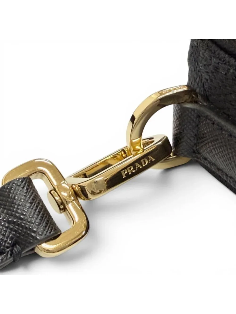 Prada Brick Triangle Logo Jacquard Leather Shoulder Bag Black